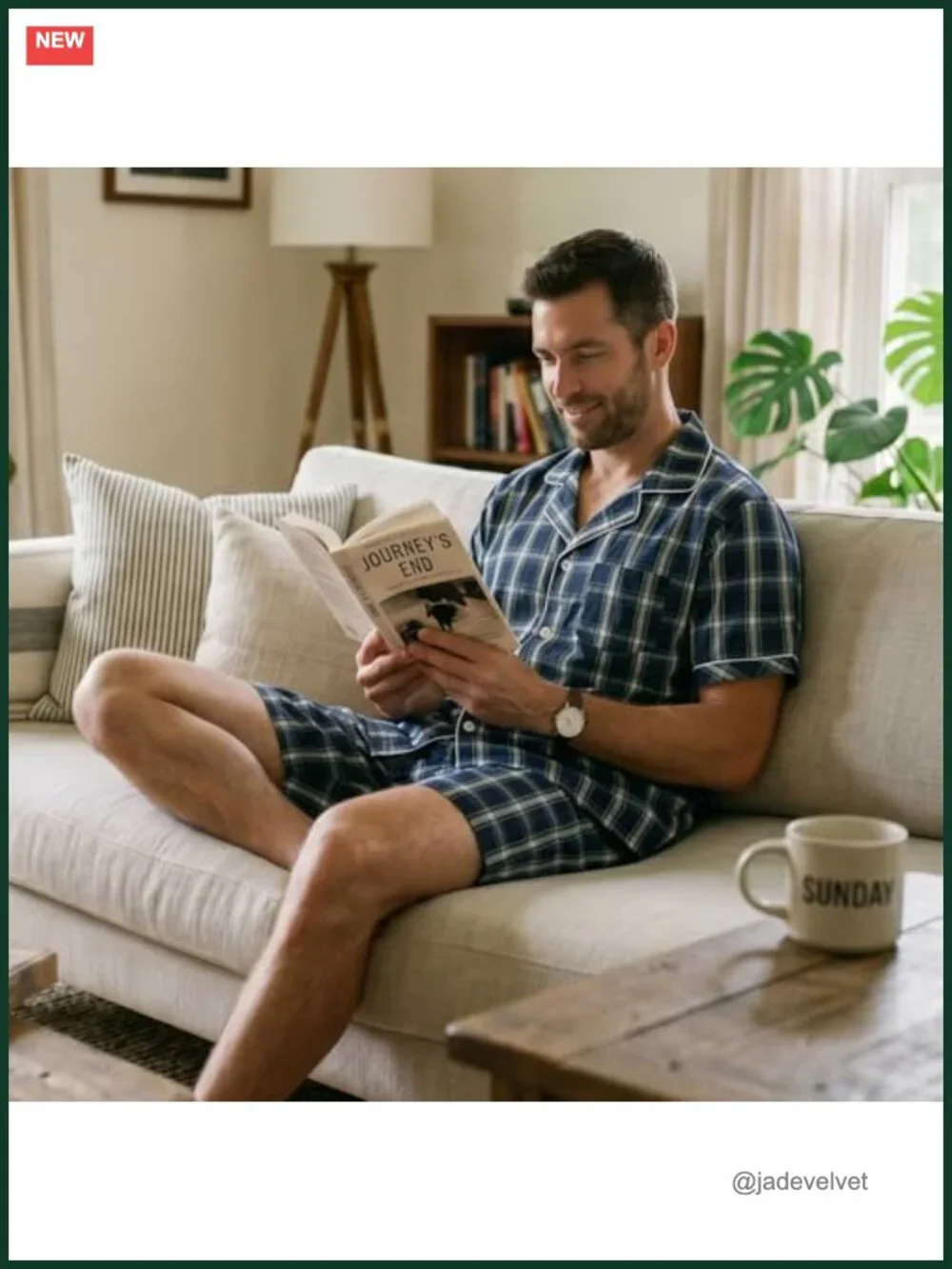 Men's Cotton Pajama Set Short Sleeve Button Down Sleepwear
